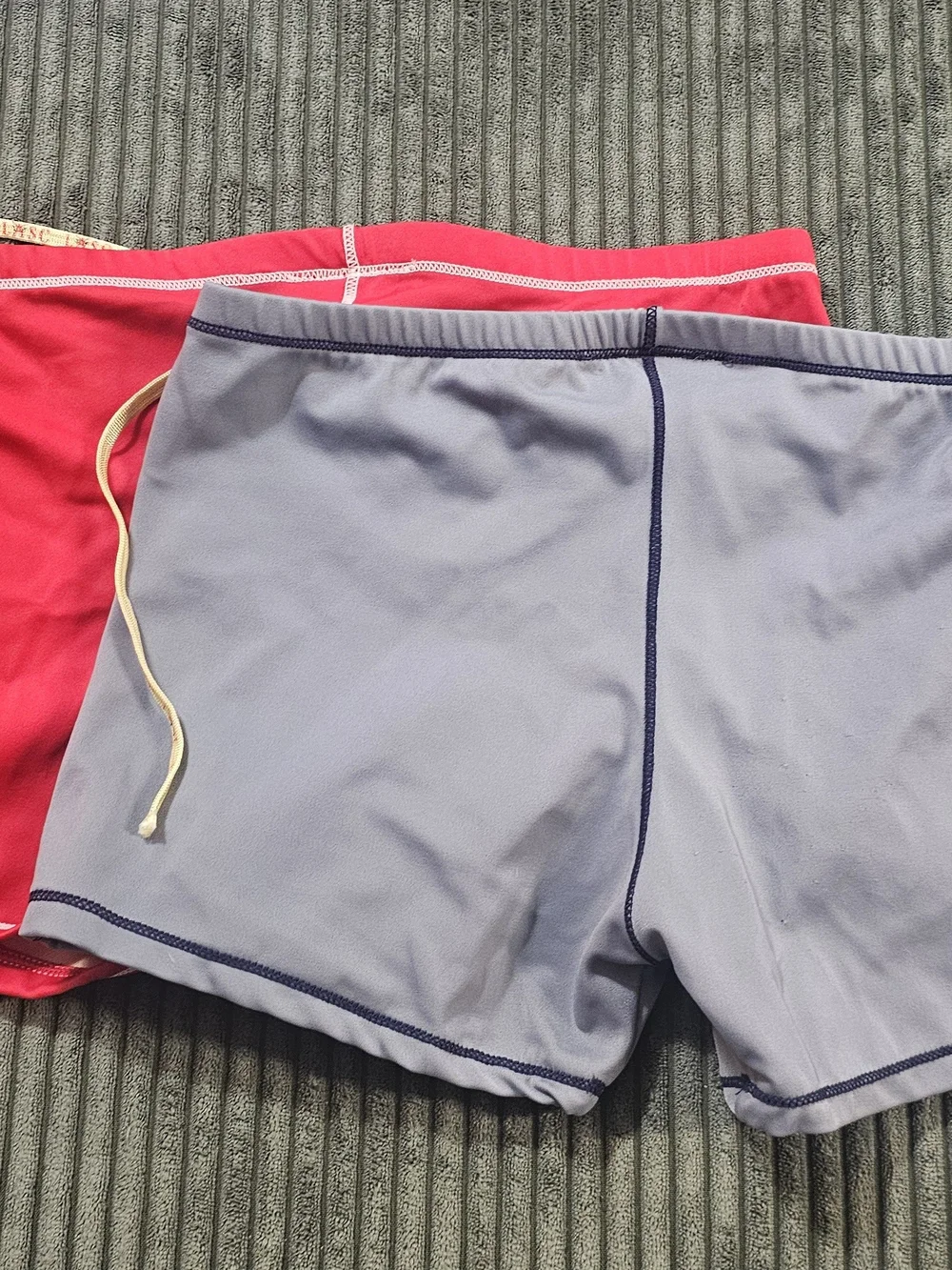 LASC Mens Swim Trunks Lot of 2 Square Cut Briefs Red Grey S Excellent Pre-Owned
